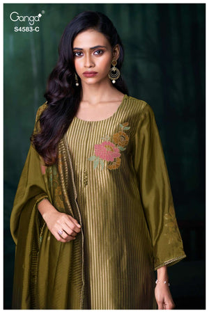 Ganga Fashion Rostha 4583 Pure Viscose Woven Silk Jacquard Designer Dress Material - Amrah Wholesale