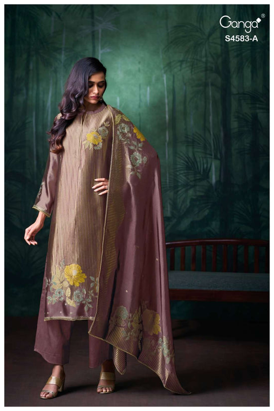 Ganga Fashion Rostha 4583 Pure Viscose Woven Silk Jacquard Designer Dress Material