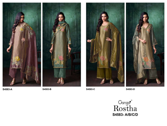 Ganga Fashion Rostha 4583 Pure Viscose Woven Silk Jacquard Designer Dress Material