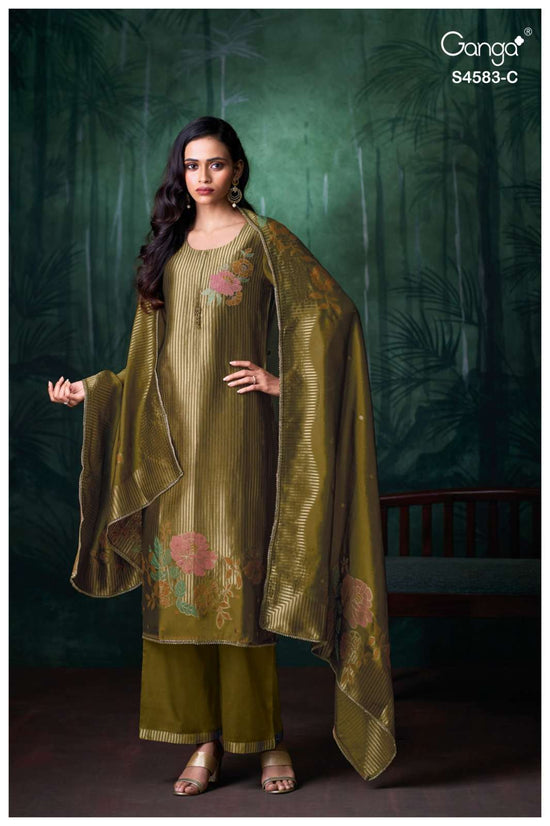 Ganga Fashion Rostha 4583 Pure Viscose Woven Silk Jacquard Designer Dress Material