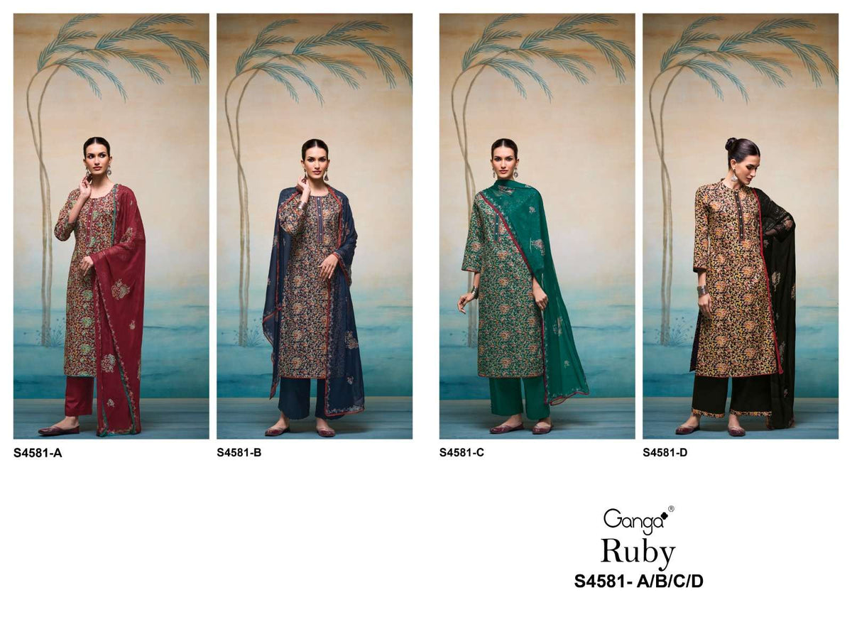 Ganga Fashion Ruby 4518 Premium Cotton Dress Material - Amrah Wholesale