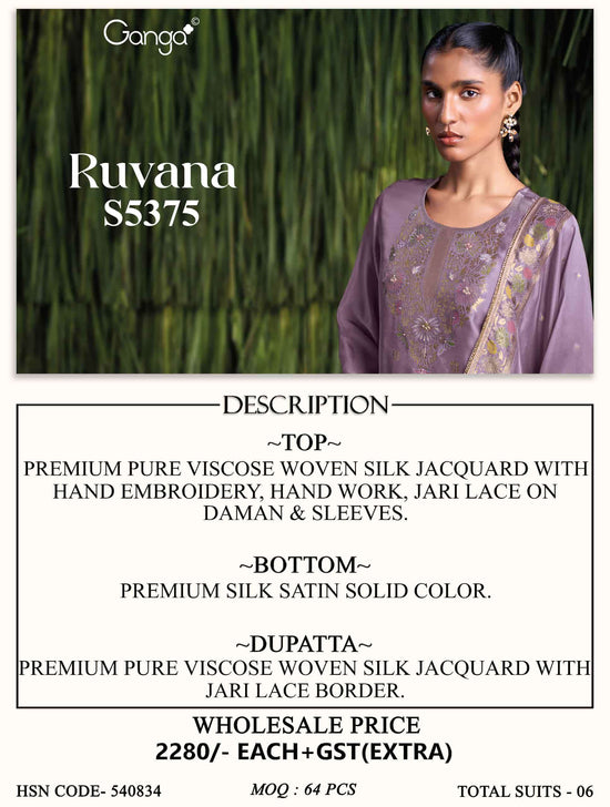 Ganga Fashion Ruvana Pure Viscose Silk Pakistani Suit