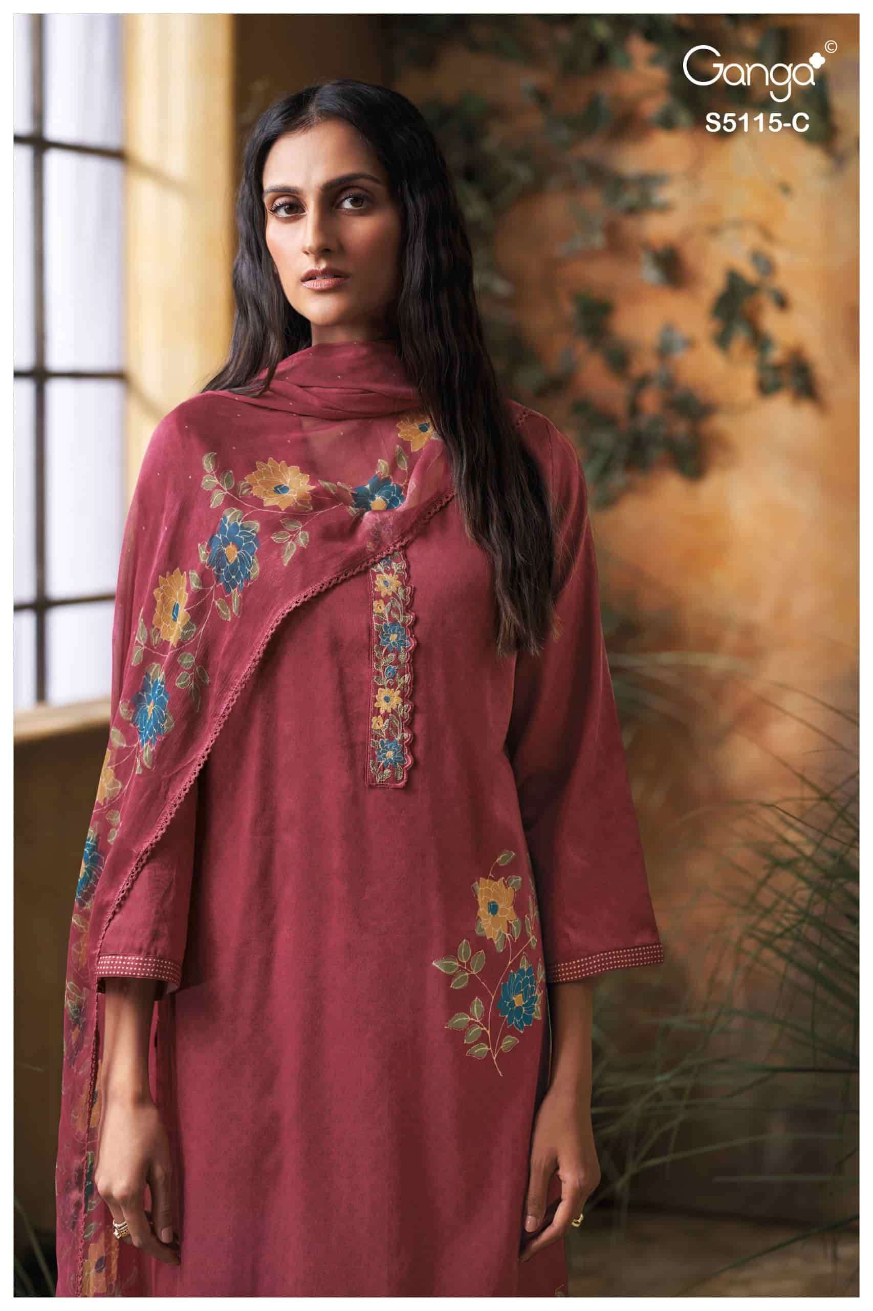 Ganga Fashion Saiba 5115 Cotton Satin Dress Material