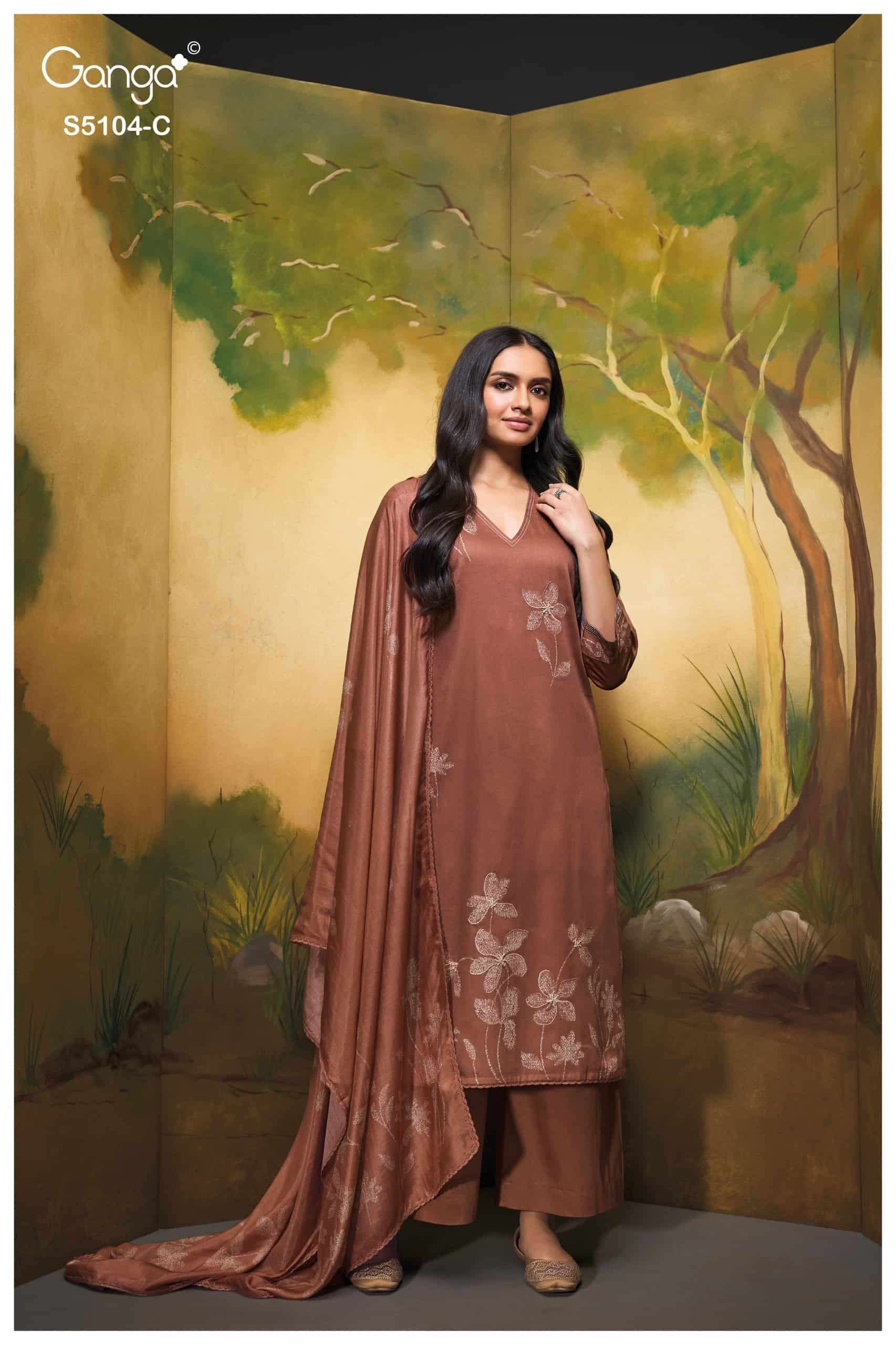 Ganga Fashion Saidnya 5104 Fancy Cotton Satin Dress Material