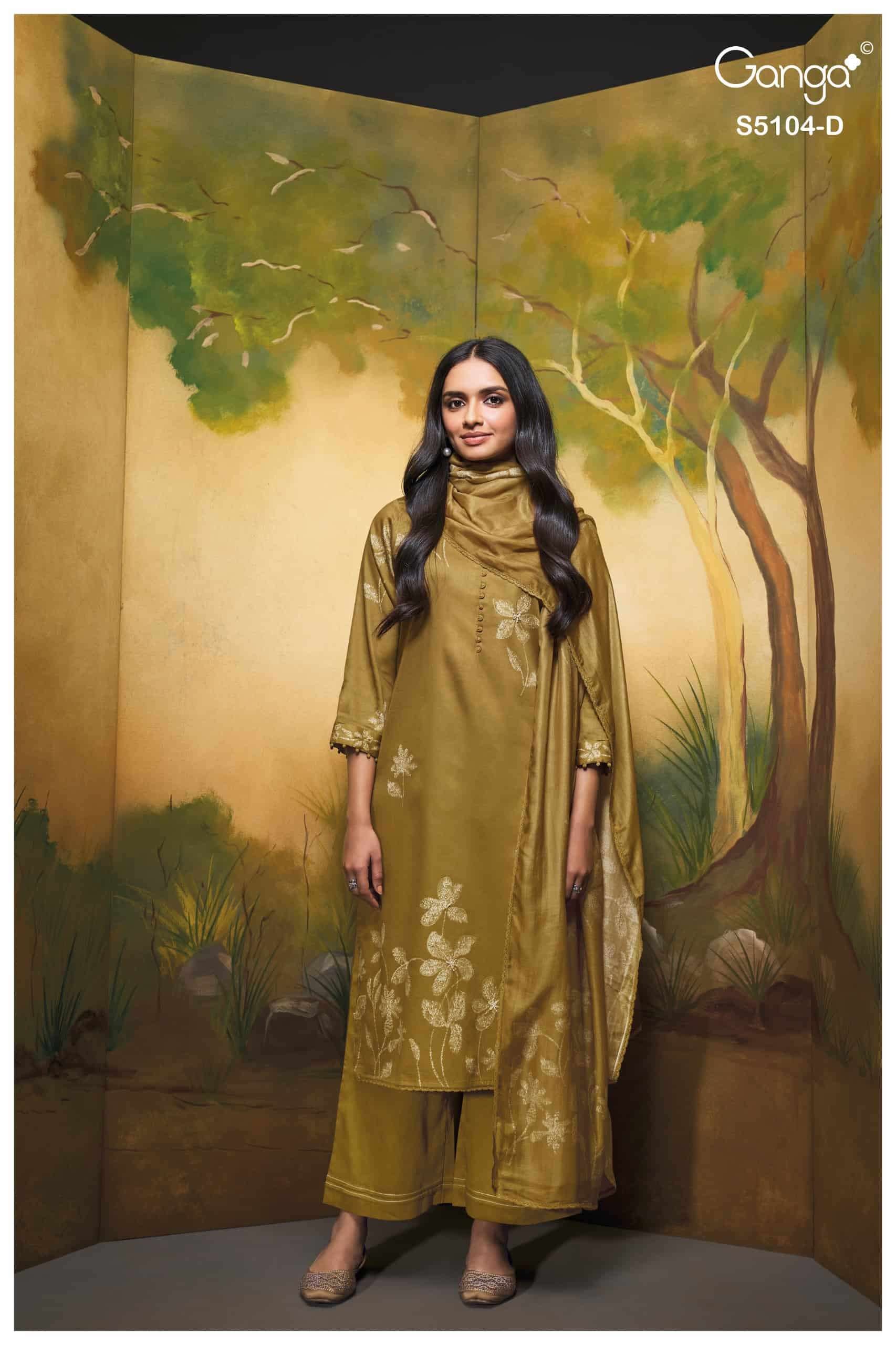 Ganga Fashion Saidnya 5104 Fancy Cotton Satin Dress Material