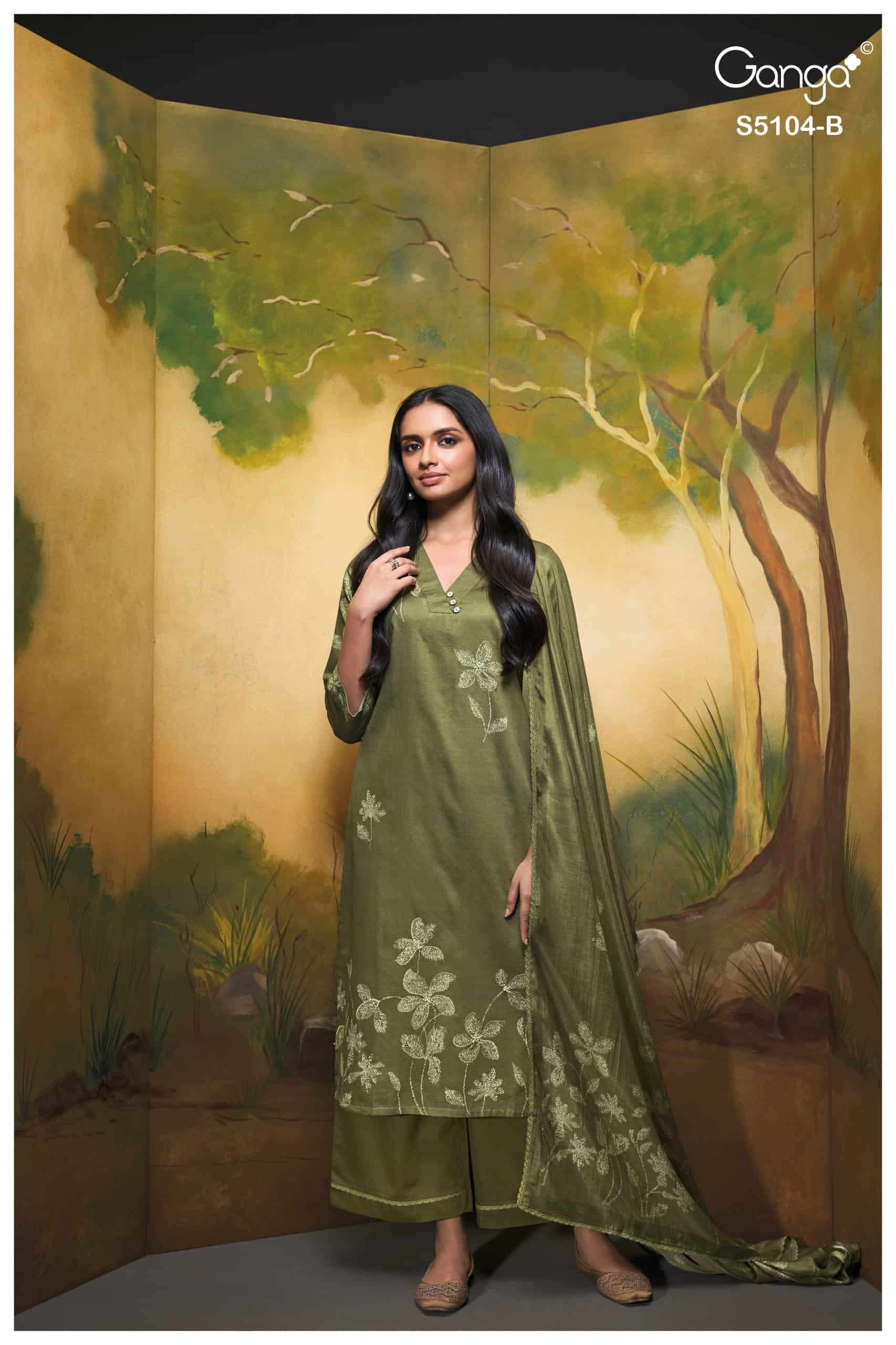 Ganga Fashion Saidnya 5104 Fancy Cotton Satin Dress Material