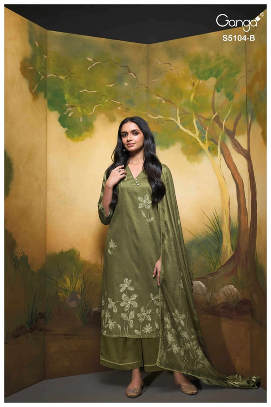 Ganga Fashion Saidnya 5104 Fancy Cotton Satin Dress Material - Amrah Wholesale