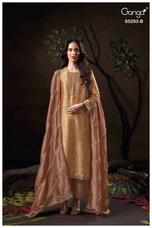 Ganga Fashion Sairya 5293 Pure Bemberg Silk Jacquard Dress Material
