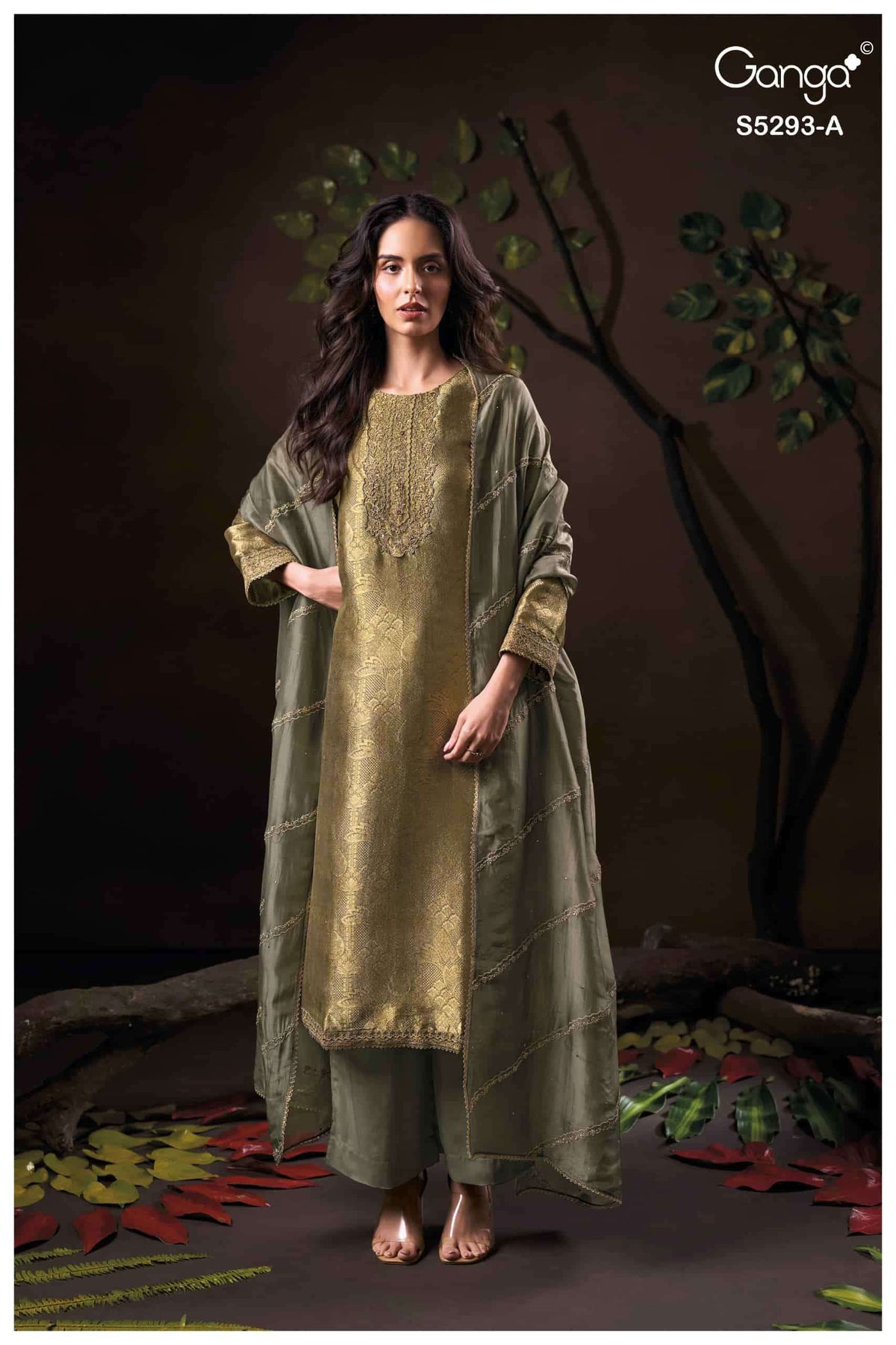 Ganga Fashion Sairya 5293 Pure Bemberg Silk Jacquard Dress Material