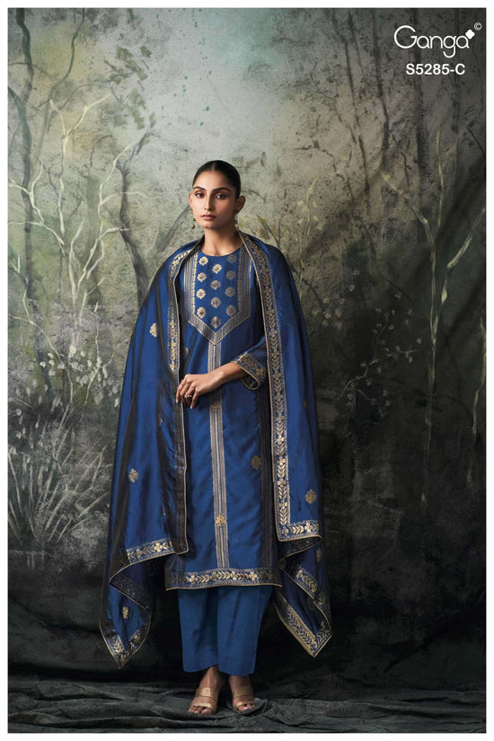 Ganga Fashion Samci 5285 Pure Viscose Silk Jacquard Dress Material - Amrah Wholesale