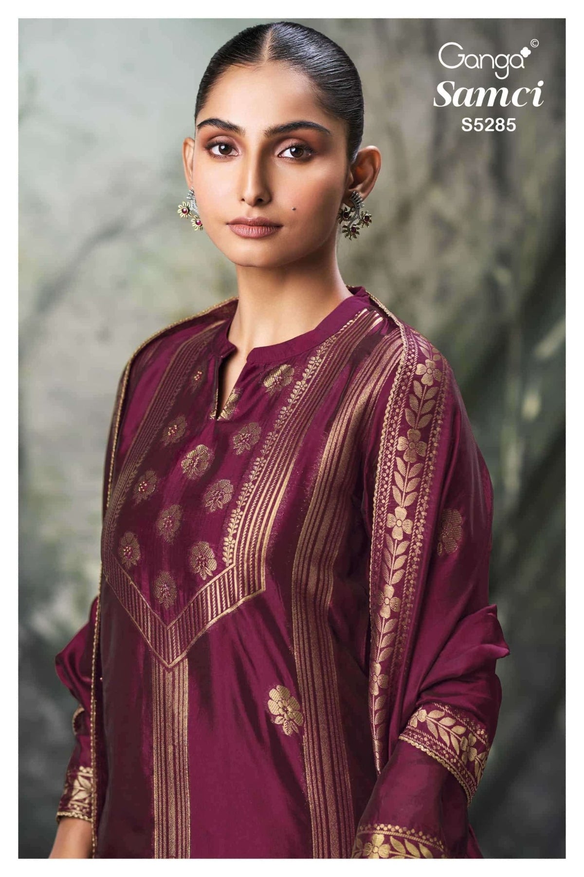 Ganga Fashion Samci 5285 Pure Viscose Silk Jacquard Dress Material - Amrah Wholesale