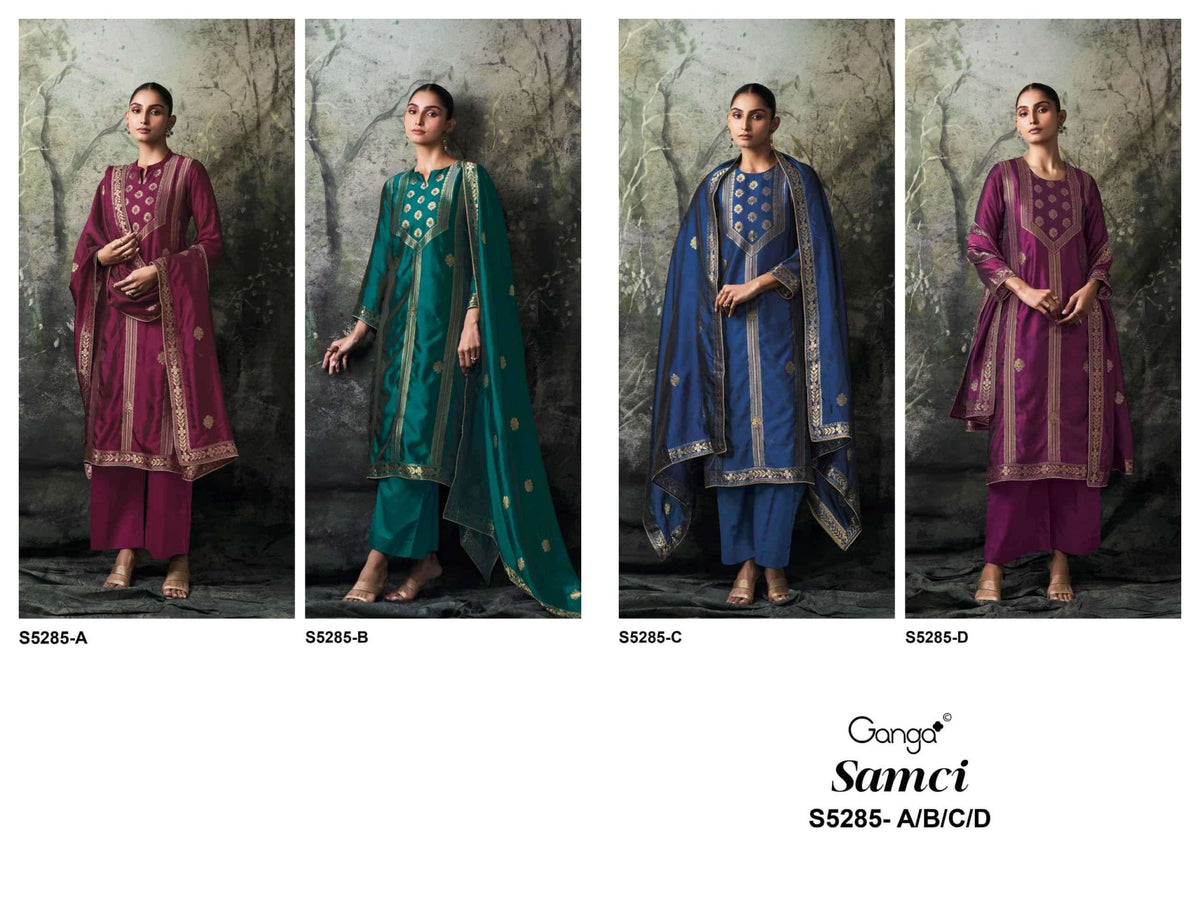 Ganga Fashion Samci 5285 Pure Viscose Silk Jacquard Dress Material - Amrah Wholesale