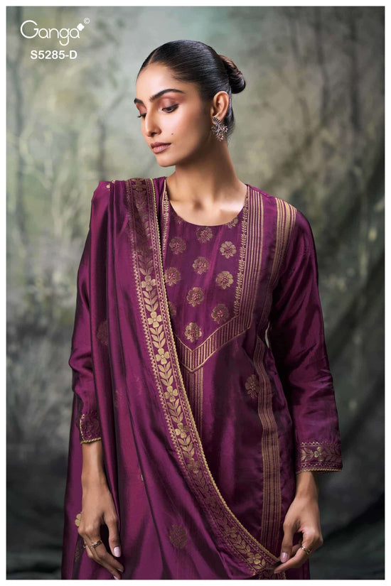 Ganga Fashion Samci 5285 Pure Viscose Silk Jacquard Dress Material - Amrah Wholesale