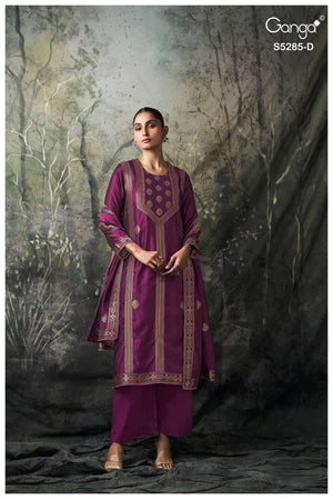 Ganga Fashion Samci 5285 Pure Viscose Silk Jacquard Dress Material - Amrah Wholesale