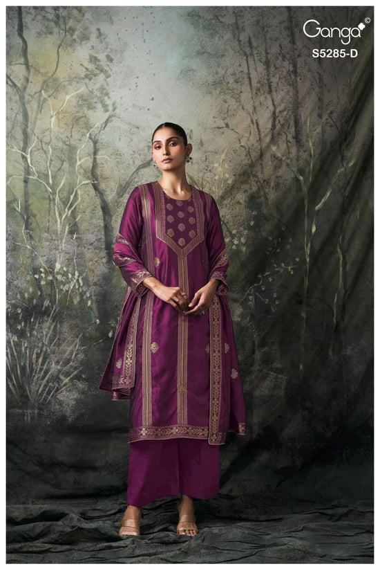 Ganga Fashion Samci 5285 Pure Viscose Silk Jacquard Dress Material - Amrah Wholesale