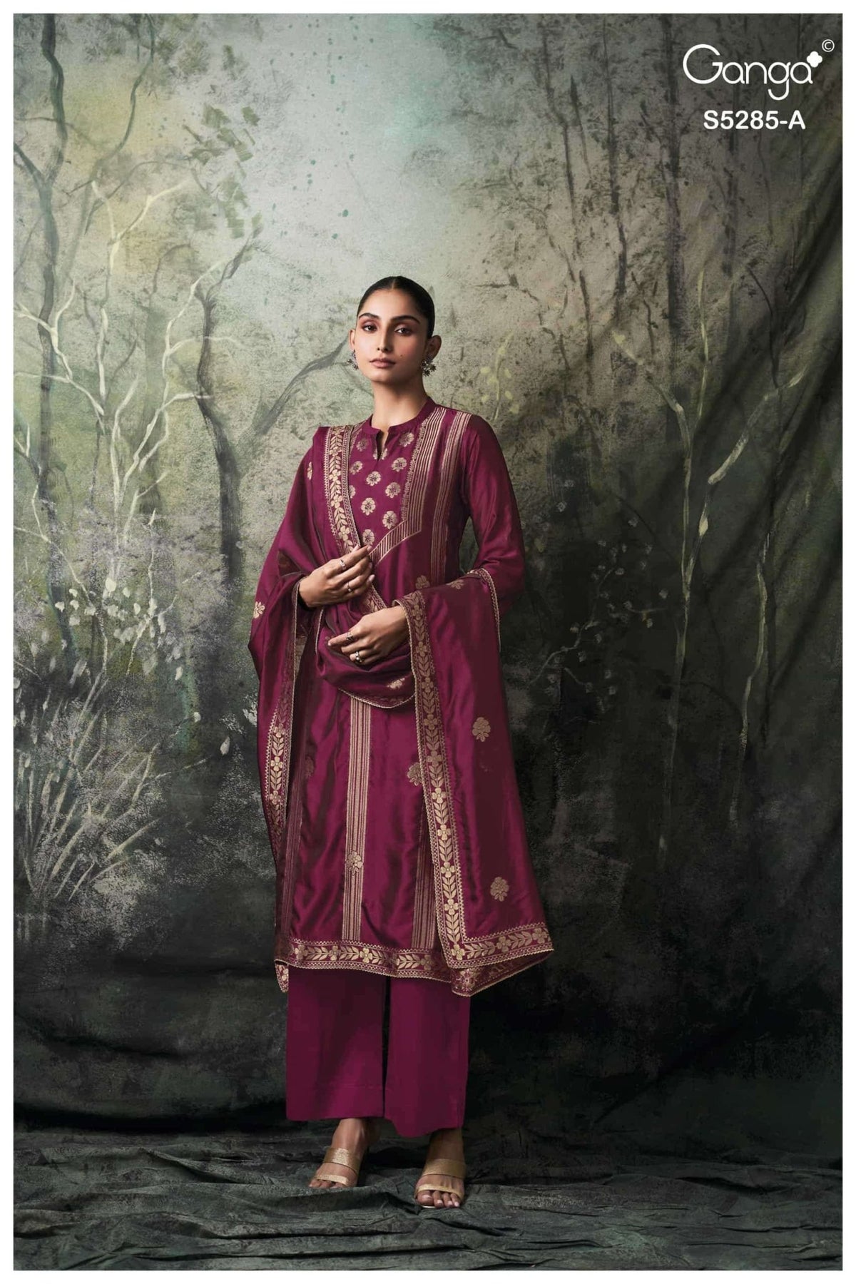 Ganga Fashion Samci 5285 Pure Viscose Silk Jacquard Dress Material - Amrah Wholesale