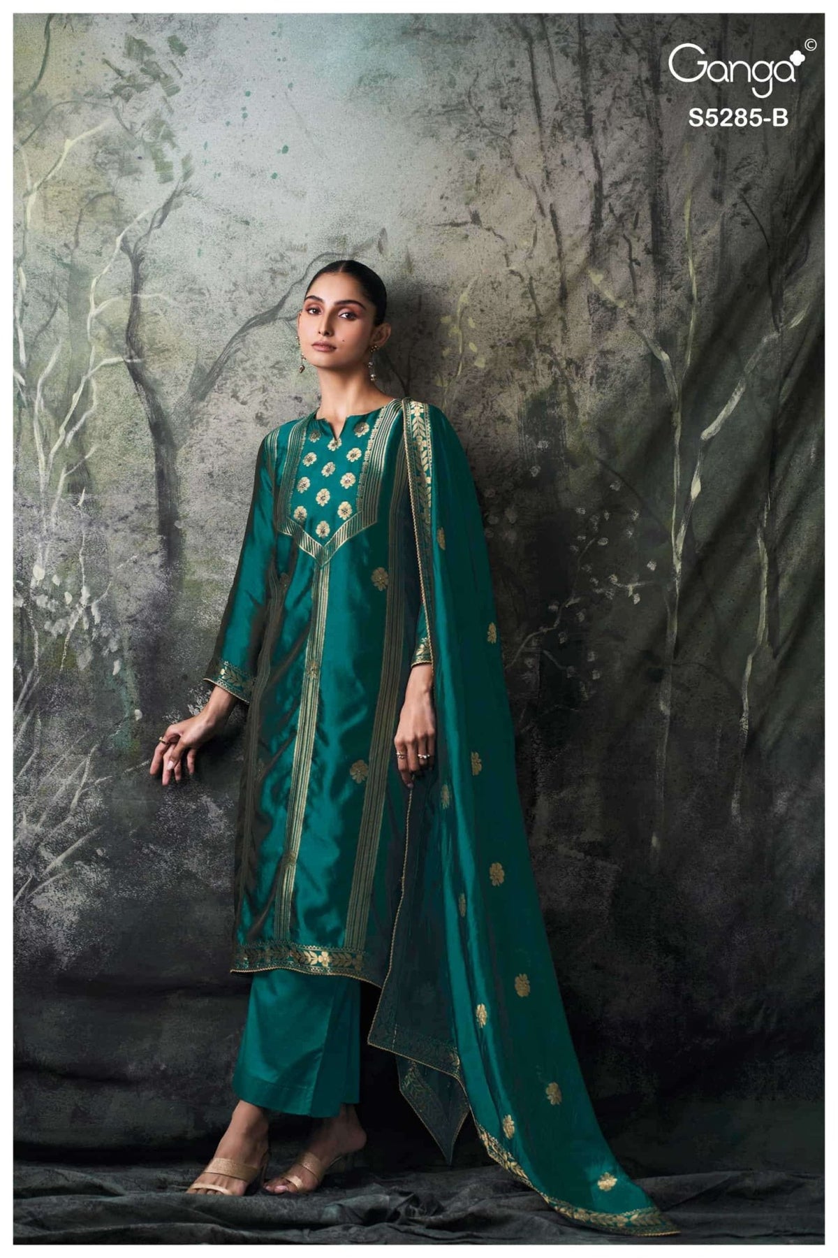Ganga Fashion Samci 5285 Pure Viscose Silk Jacquard Dress Material - Amrah Wholesale