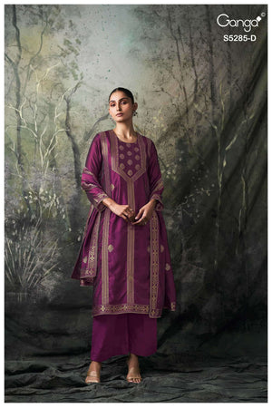 Ganga Fashion Samci 5285 Pure Viscose Silk Jacquard Dress Material