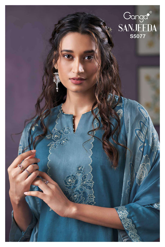 Ganga Fashion Sanjeeda 5077 Premium Cotton Satin Dress Material