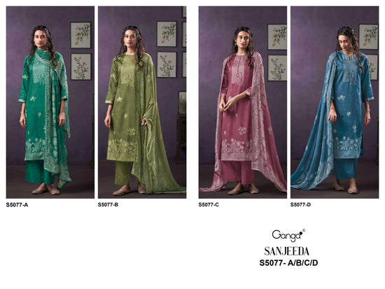 Ganga Fashion Sanjeeda 5077 Premium Cotton Satin Dress Material