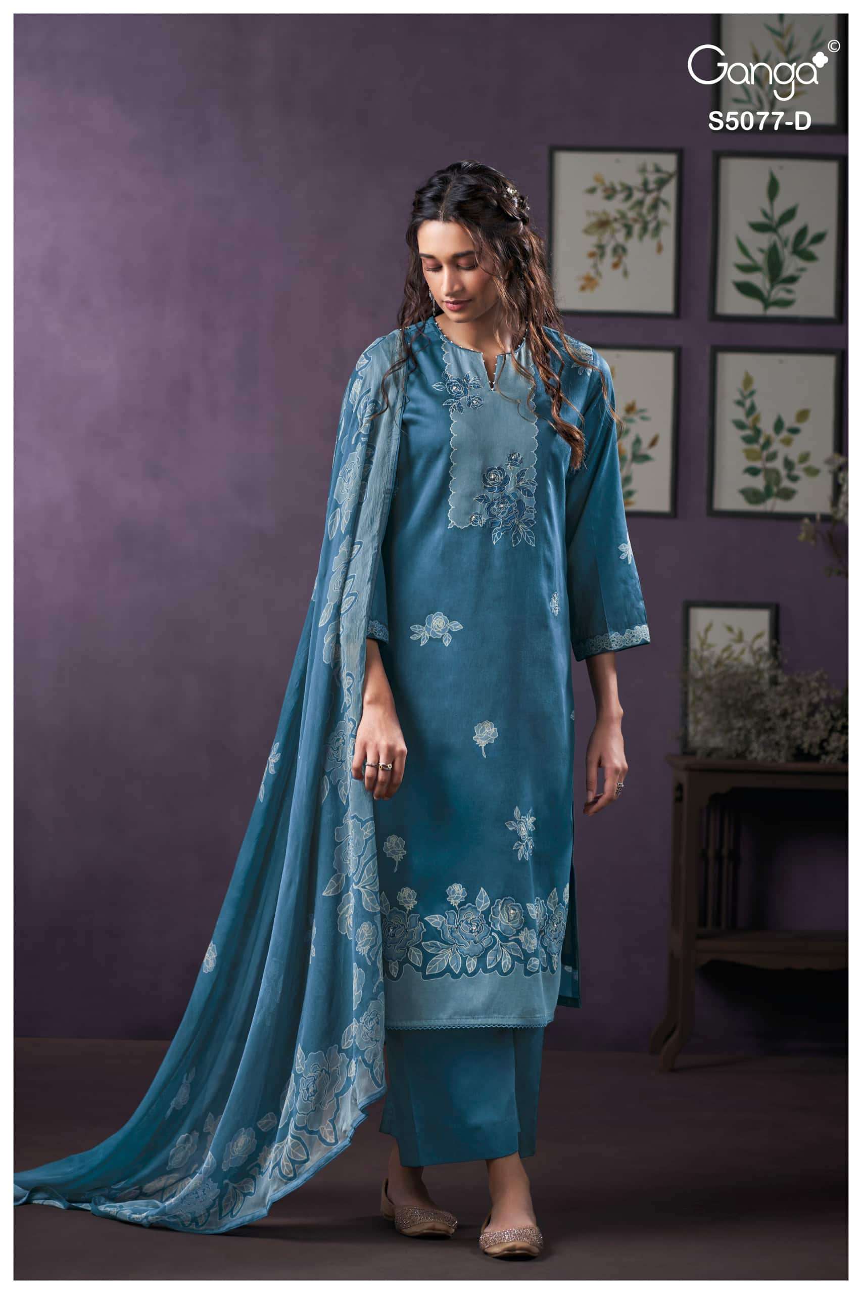 Ganga Fashion Sanjeeda 5077 Premium Cotton Satin Dress Material