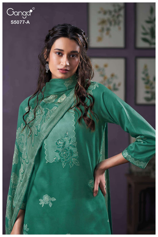 Ganga Fashion Sanjeeda 5077 Premium Cotton Satin Dress Material