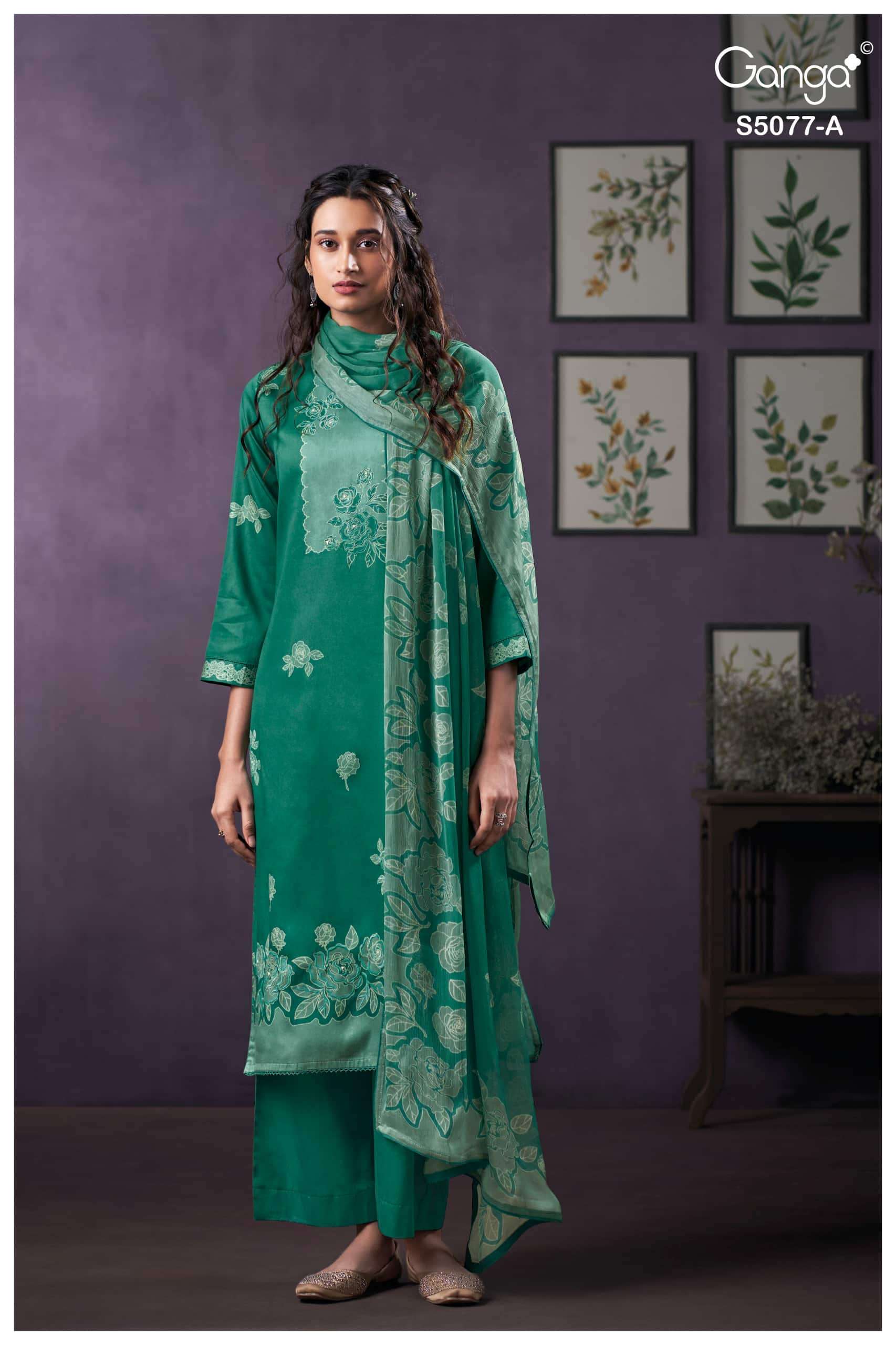 Ganga Fashion Sanjeeda 5077 Premium Cotton Satin Dress Material
