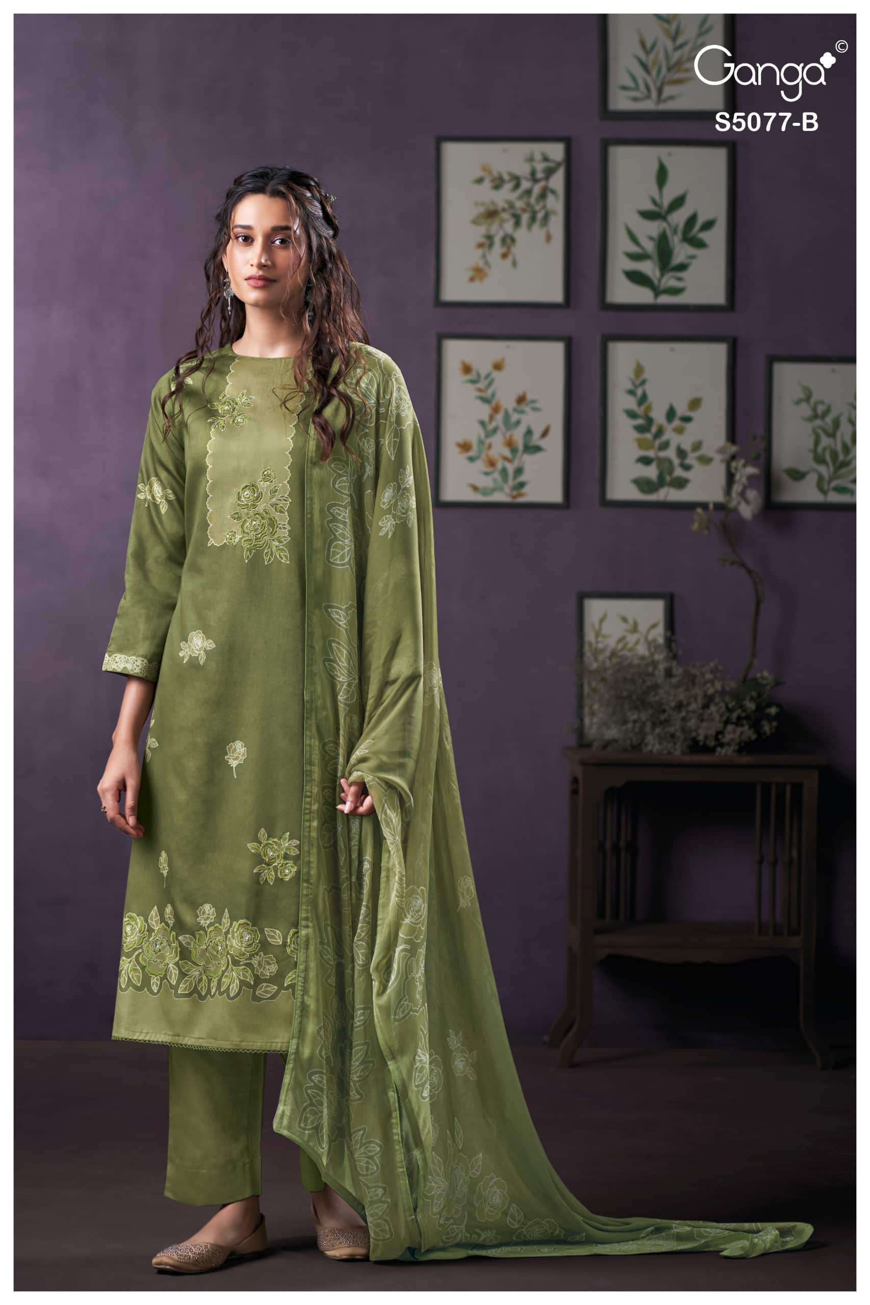 Ganga Fashion Sanjeeda 5077 Premium Cotton Satin Dress Material