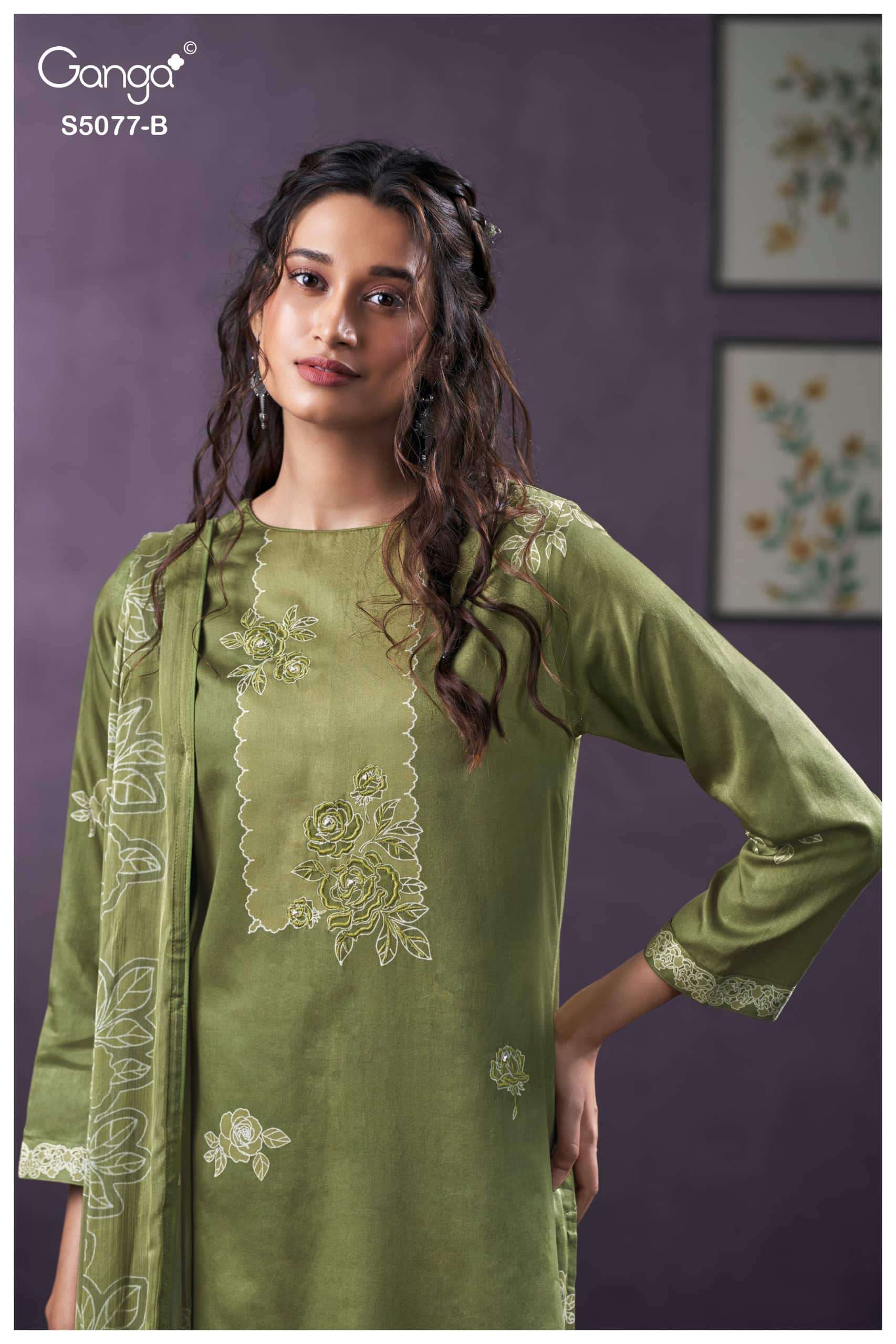 Ganga Fashion Sanjeeda 5077 Premium Cotton Satin Dress Material