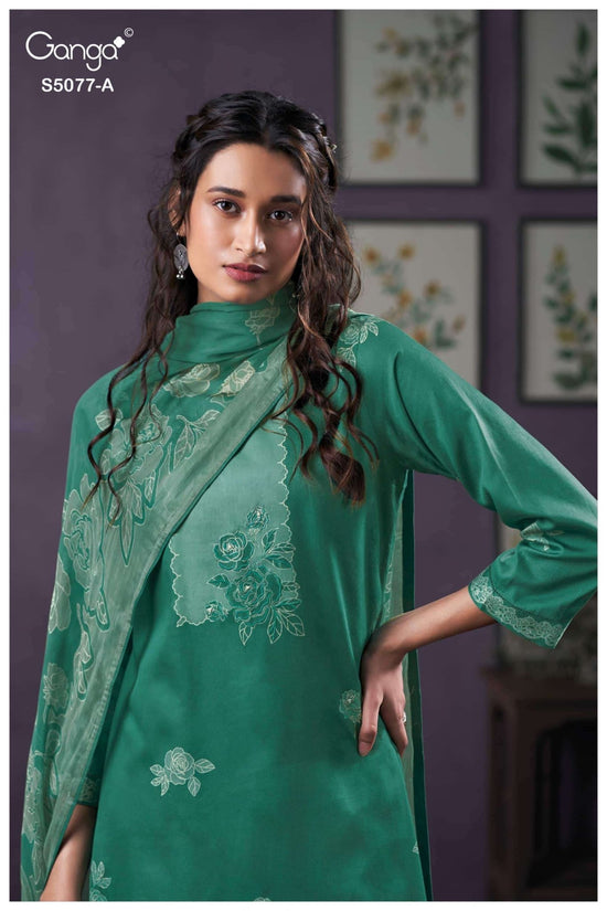 Ganga Fashion Sanjeeda 5077 Premium Cotton Satin Dress Material - Amrah Wholesale