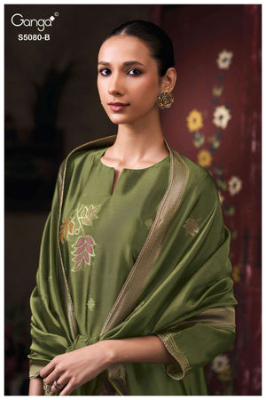 Ganga Fashion Saoirse 5080 Pure Viscose Silk Jacquard Dress Material - Amrah Wholesale