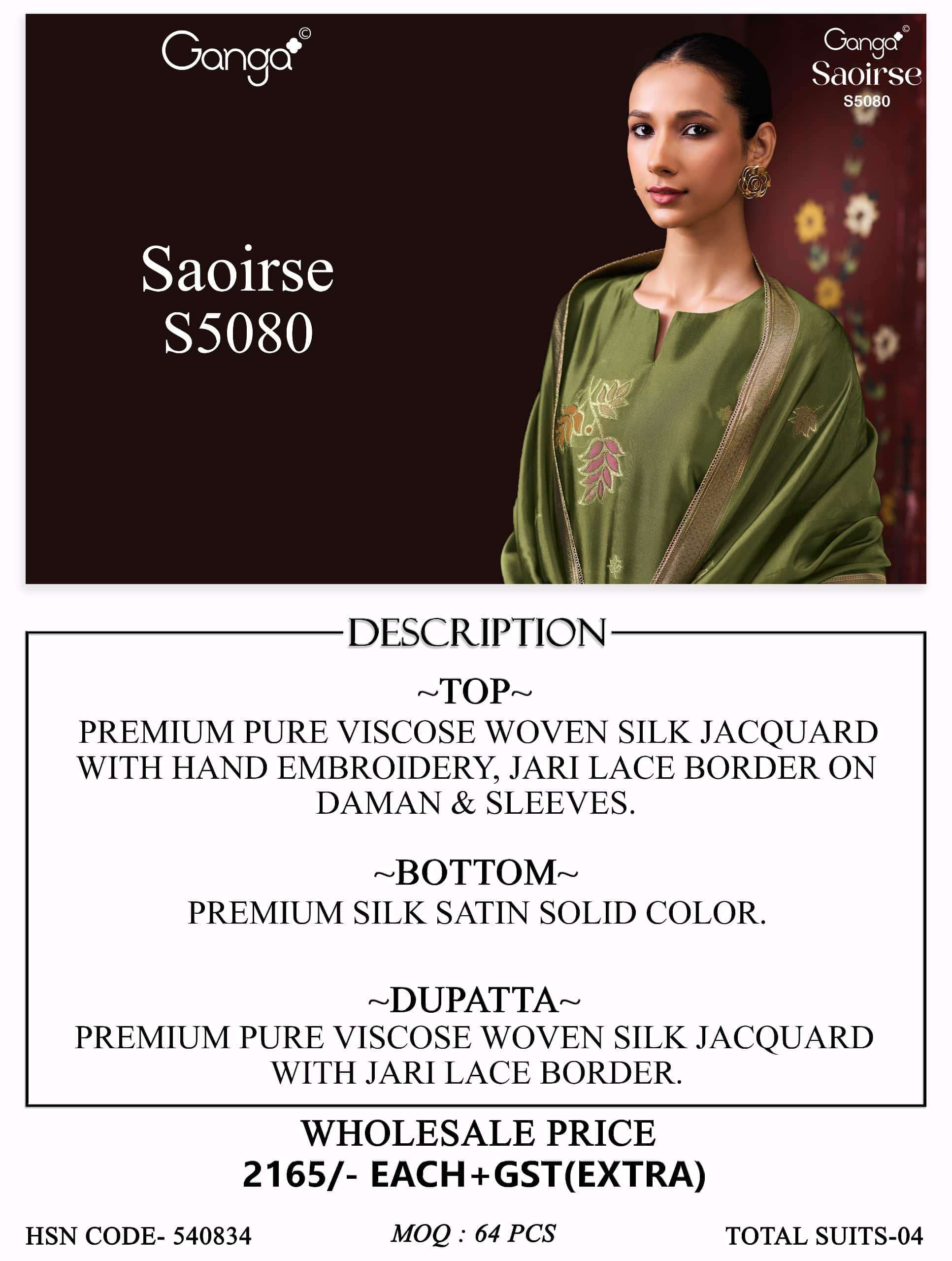 Ganga Fashion Saoirse 5080 Pure Viscose Silk Jacquard Dress Material