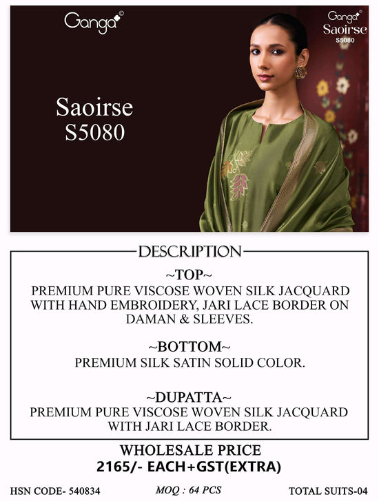Ganga Fashion Saoirse 5080 Pure Viscose Silk Jacquard Dress Material