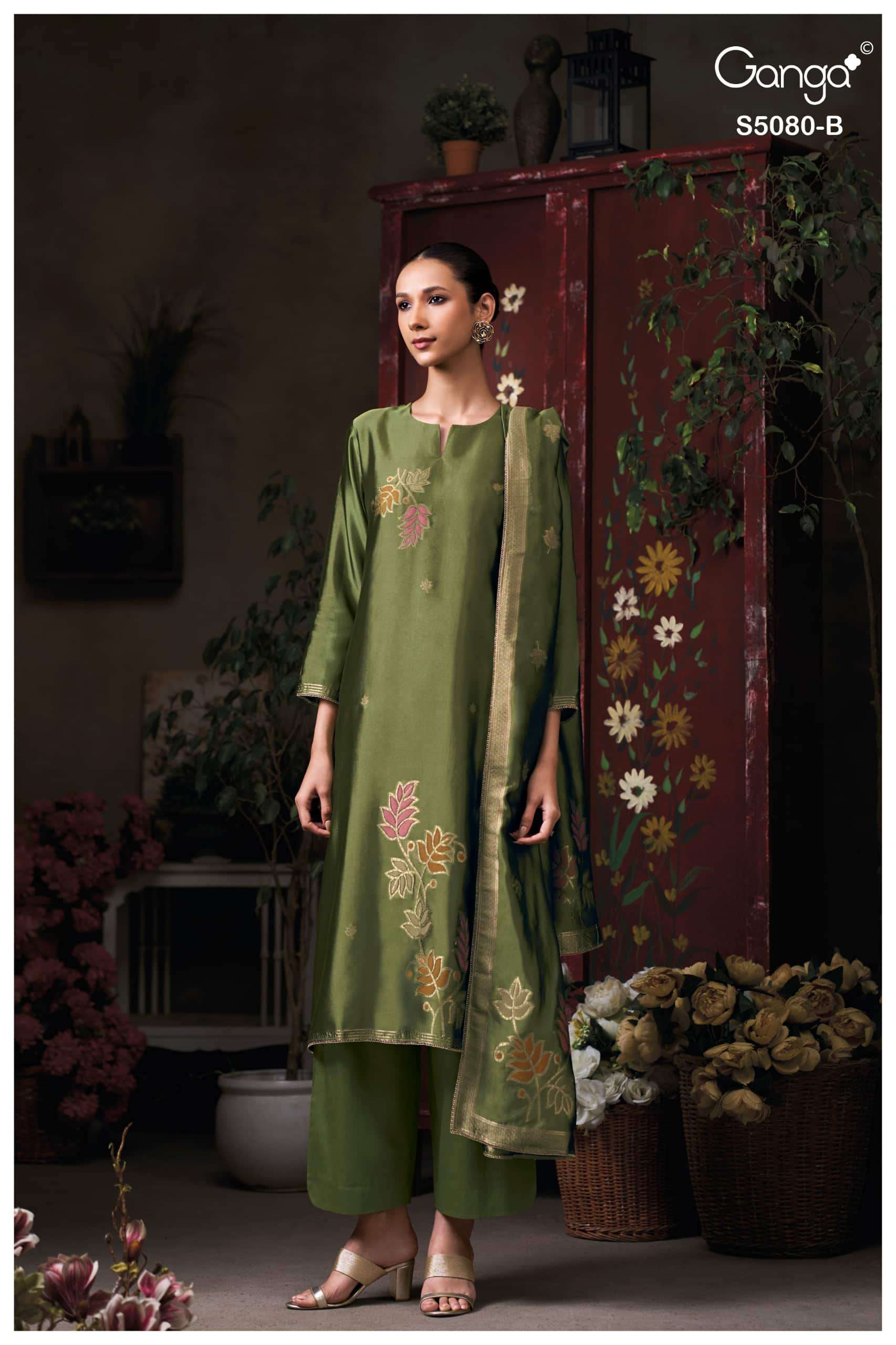 Ganga Fashion Saoirse 5080 Pure Viscose Silk Jacquard Dress Material