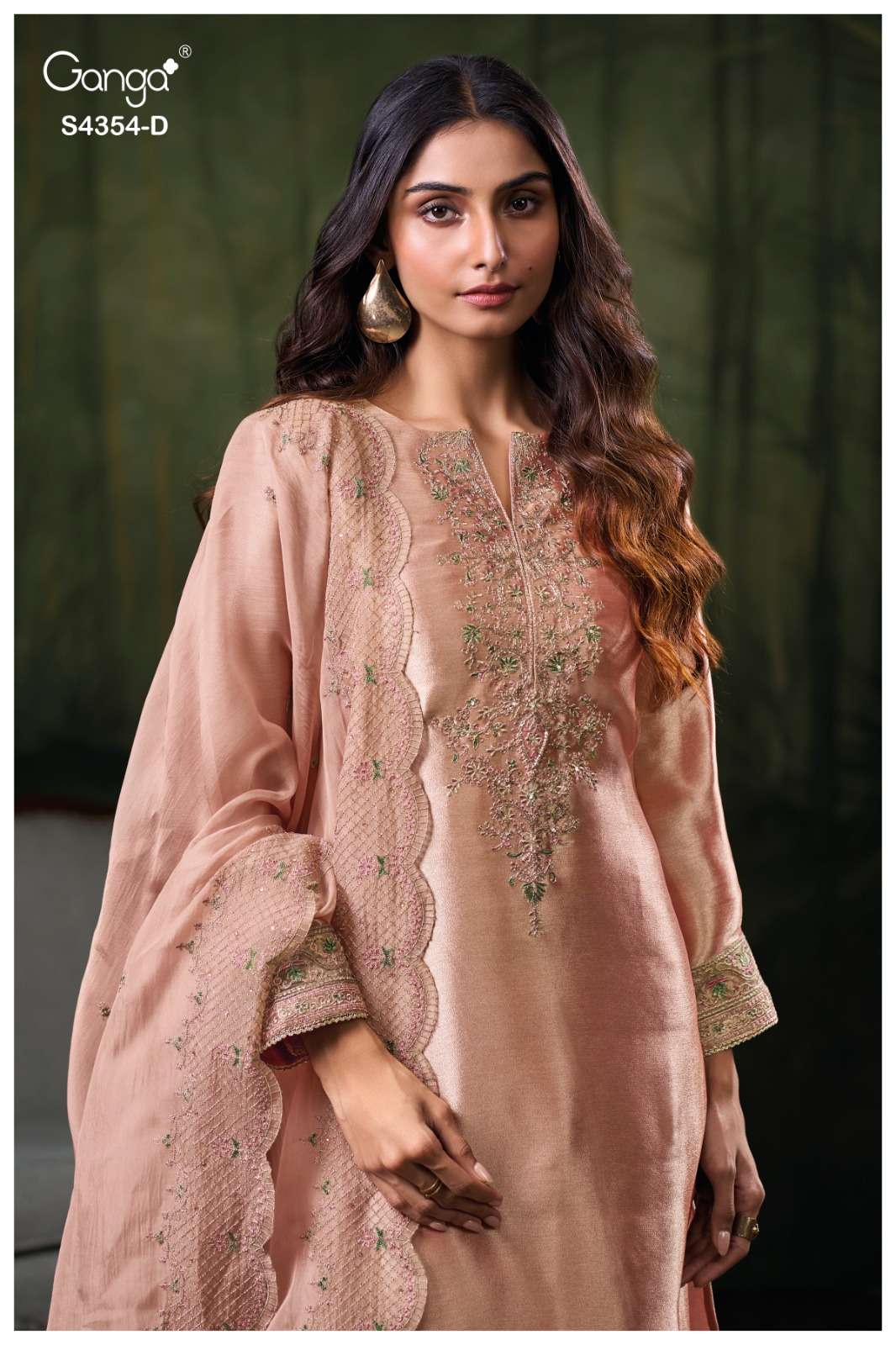 Ganga Fashion Sareen 4354 Pure Bemberg Silk Jacquard Designer Dress Material - Amrah Wholesale