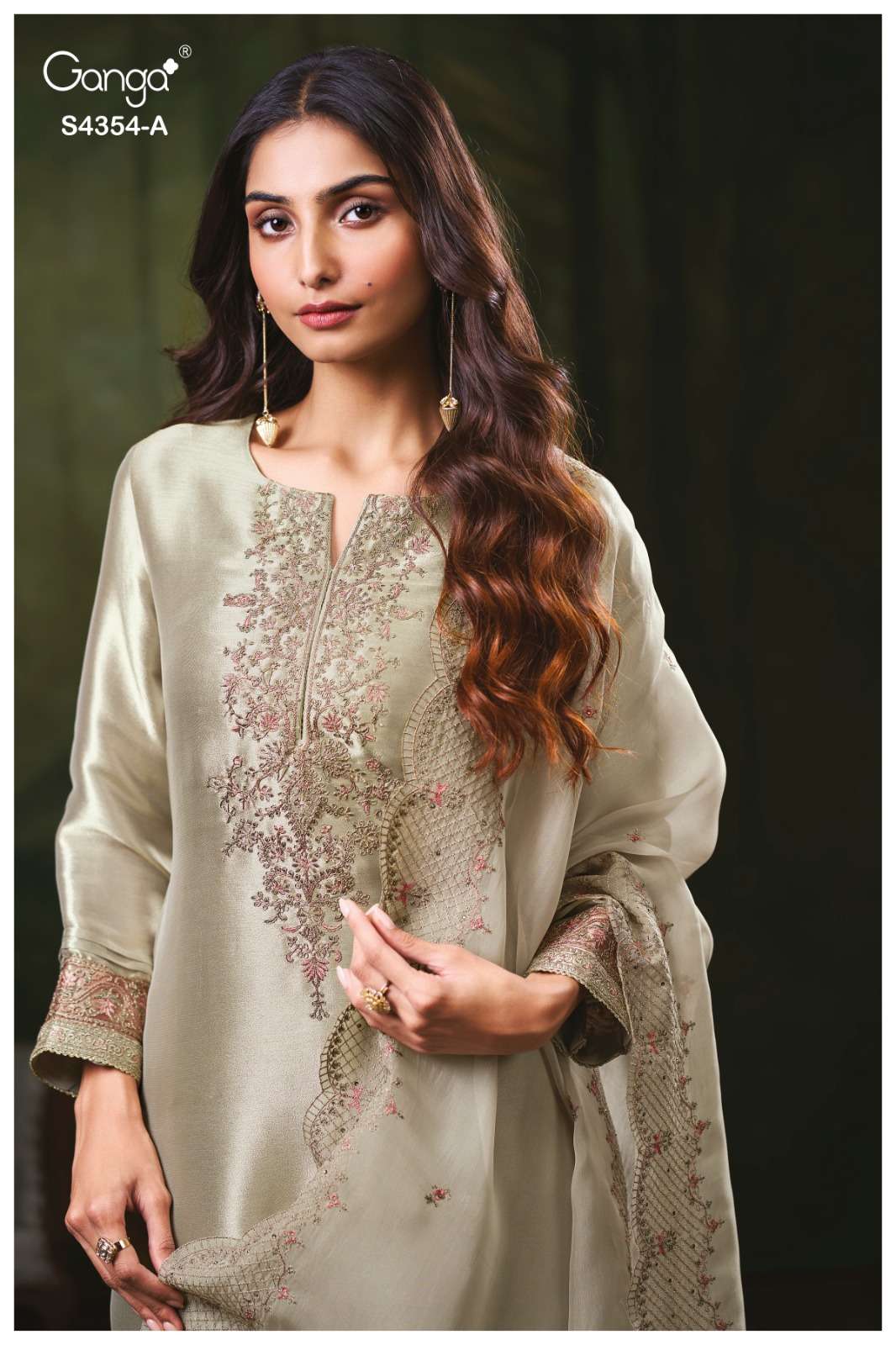 Ganga Fashion Sareen 4354 Pure Bemberg Silk Jacquard Designer Dress Material - Amrah Wholesale