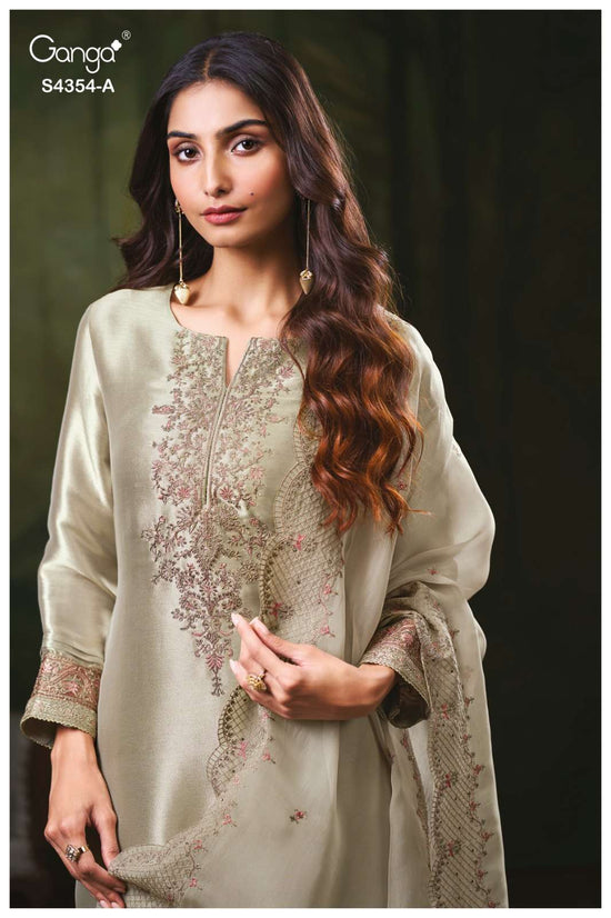 Ganga Fashion Sareen 4354 Pure Bemberg Silk Jacquard Designer Dress Material - Amrah Wholesale