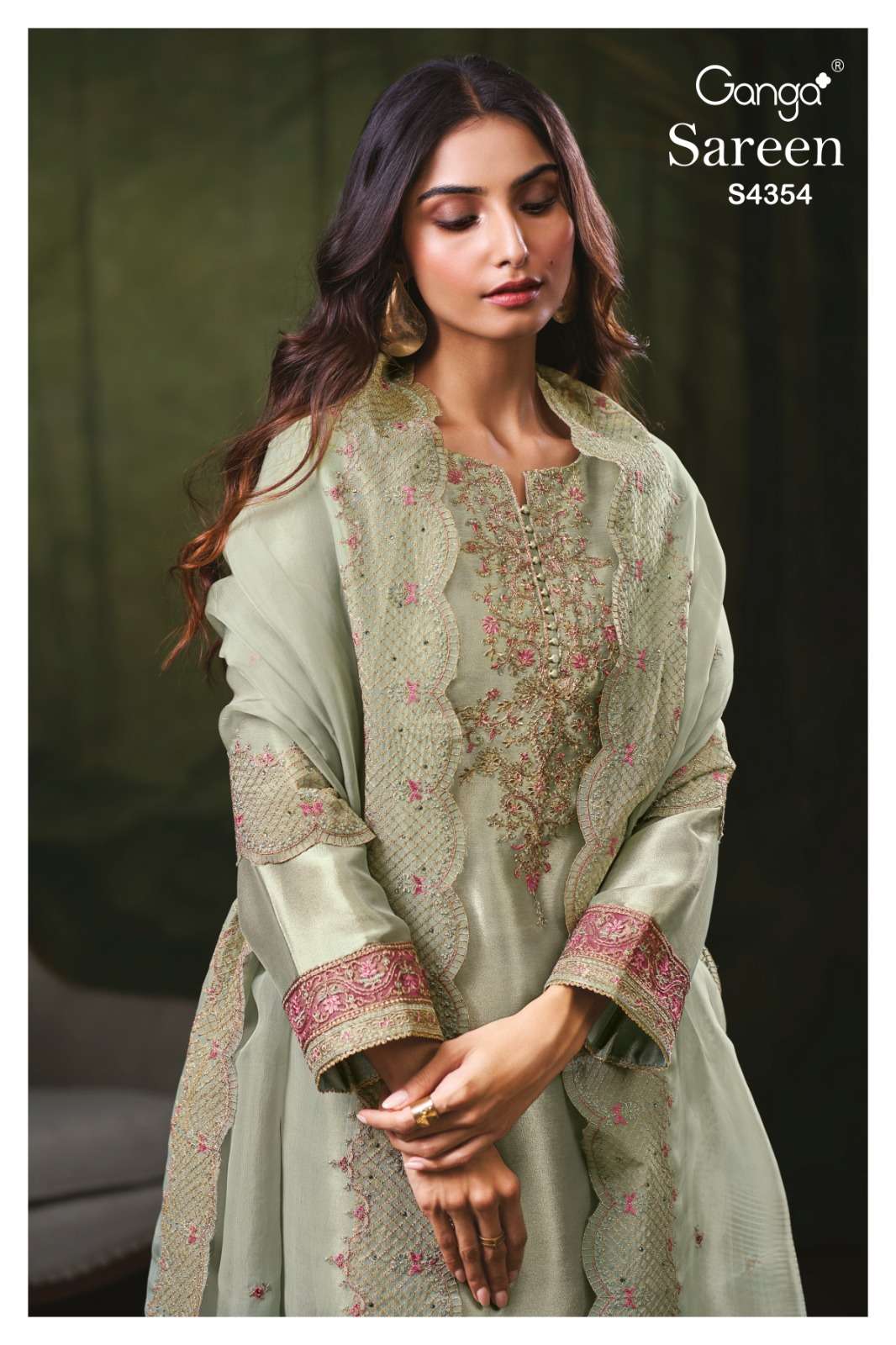 Ganga Fashion Sareen 4354 Pure Bemberg Silk Jacquard Designer Dress Material - Amrah Wholesale