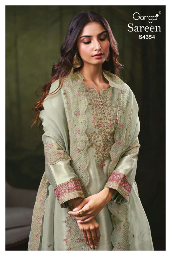 Ganga Fashion Sareen 4354 Pure Bemberg Silk Jacquard Designer Dress Material - Amrah Wholesale