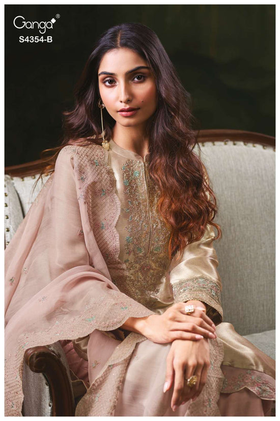 Ganga Fashion Sareen 4354 Pure Bemberg Silk Jacquard Designer Dress Material - Amrah Wholesale