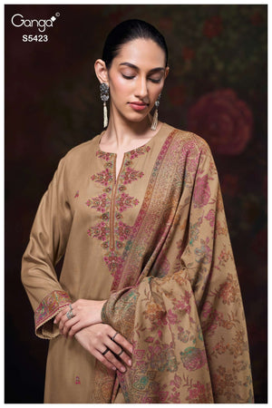 Ganga Fashion Sharaya 5423 Pure Pashmina Salwar Kameez Collection - Amrah Wholesale