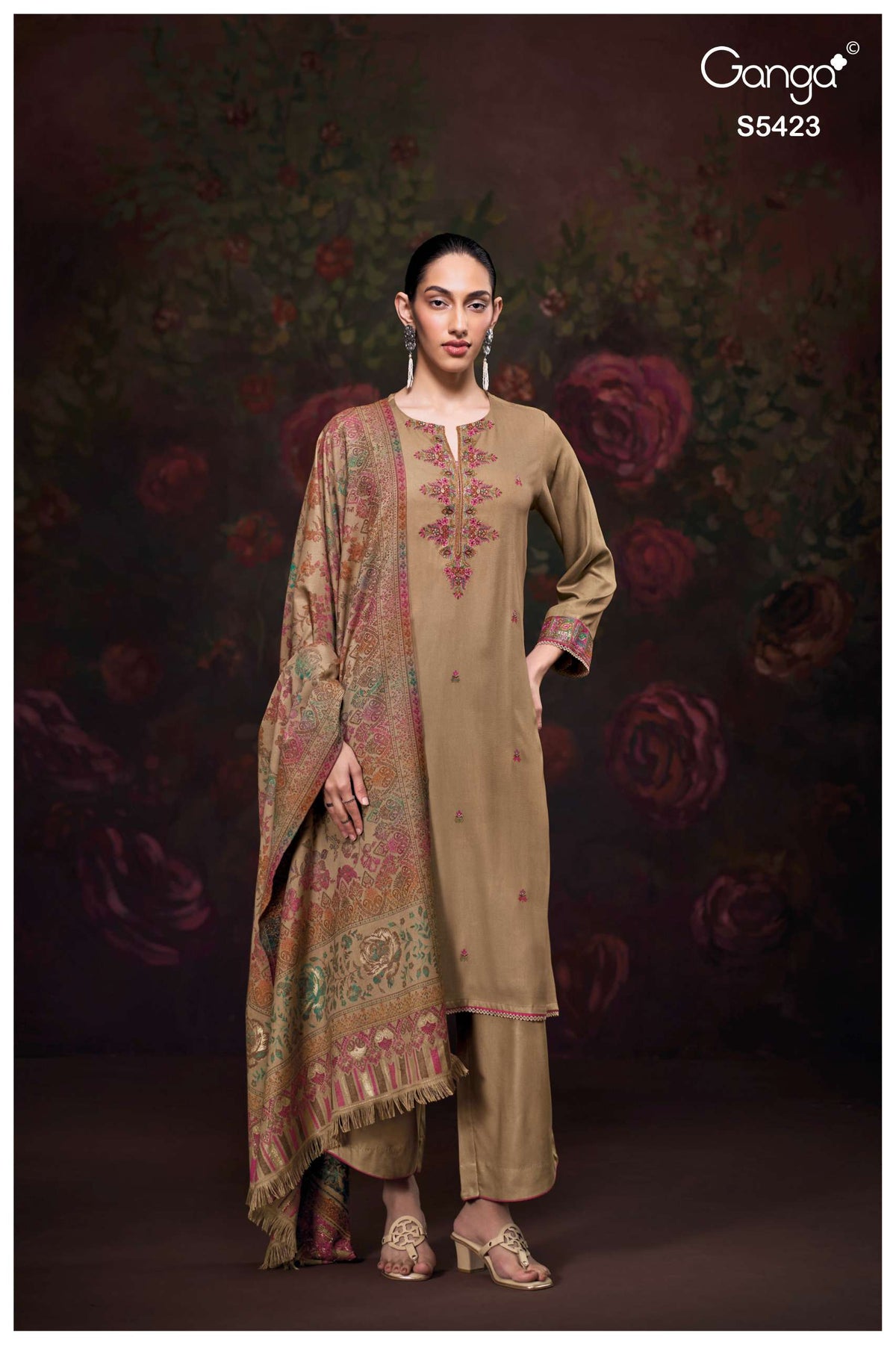 Ganga Fashion Sharaya 5423 Pure Pashmina Salwar Kameez Collection