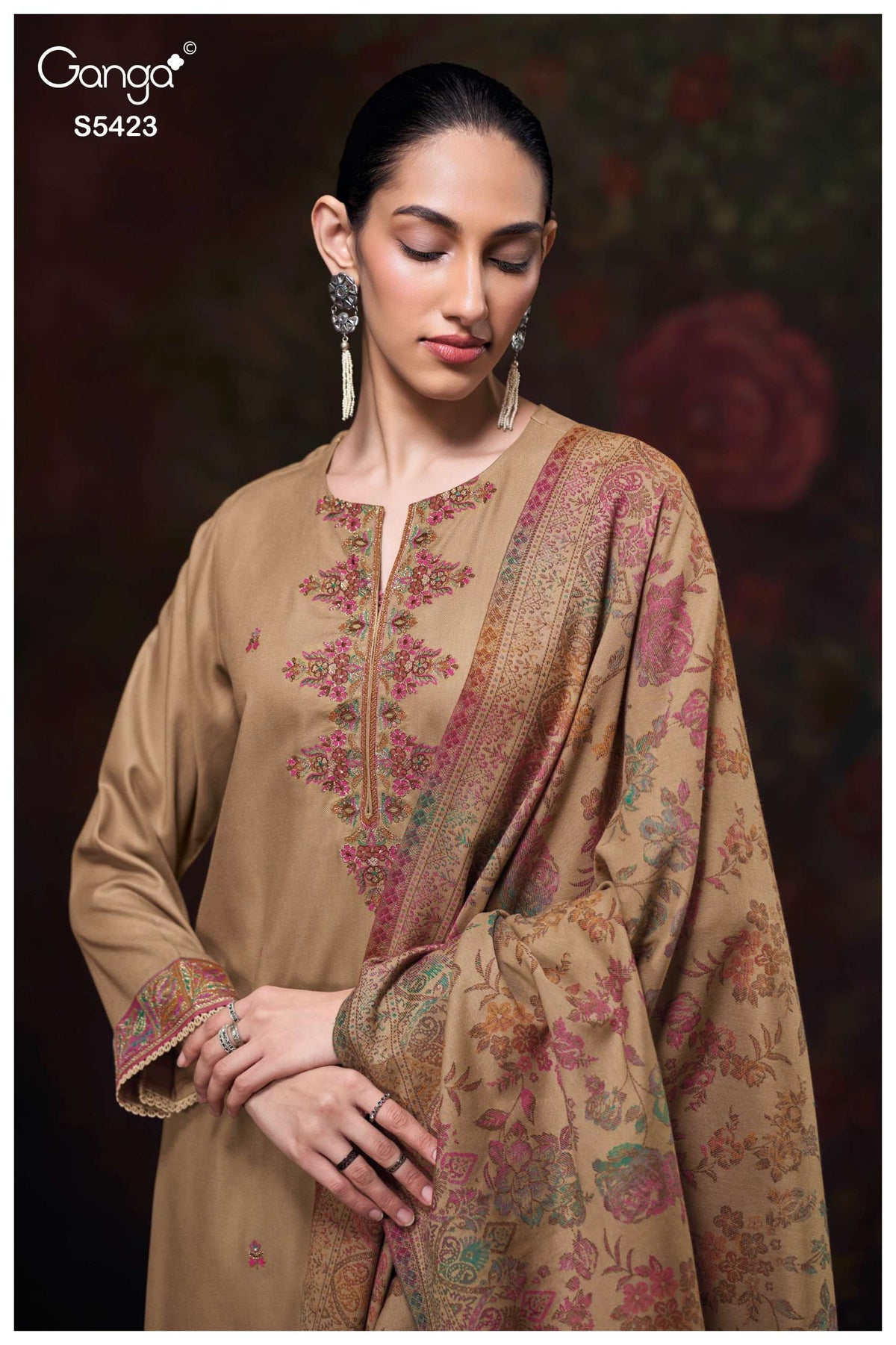 Ganga Fashion Sharaya 5423 Pure Pashmina Salwar Kameez Collection
