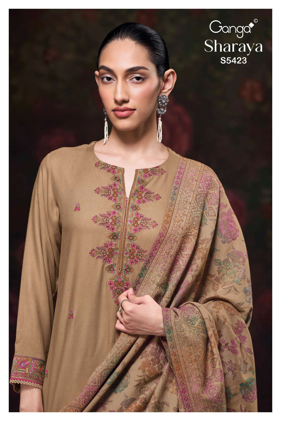 Ganga Fashion Sharaya 5423 Pure Pashmina Salwar Kameez Collection