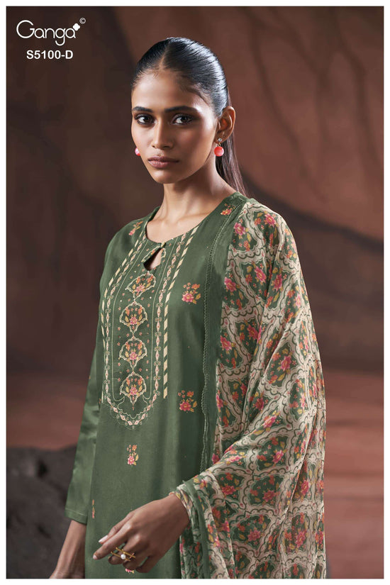 Ganga Fashion Sharvari 5100 Premium Cotton Satin Dress Material