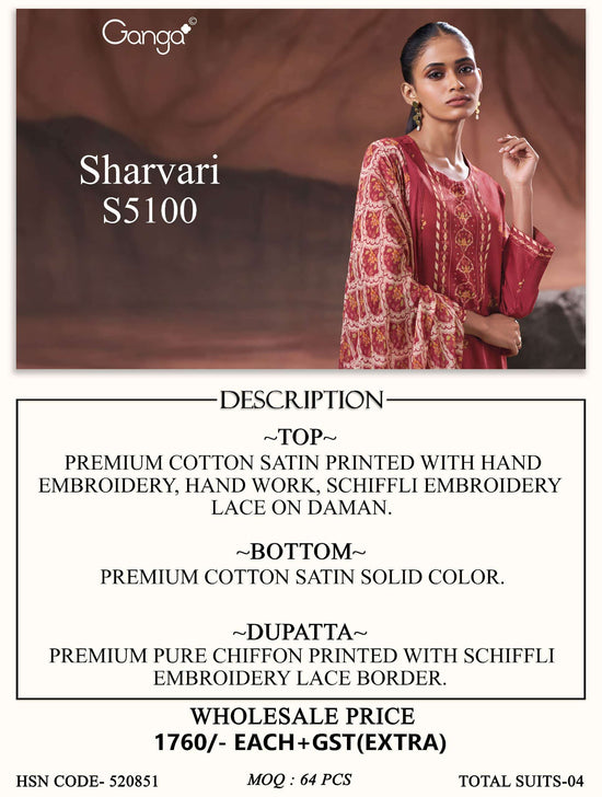 Ganga Fashion Sharvari 5100 Premium Cotton Satin Dress Material