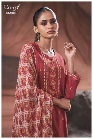 Ganga Fashion Sharvari 5100 Premium Cotton Satin Dress Material