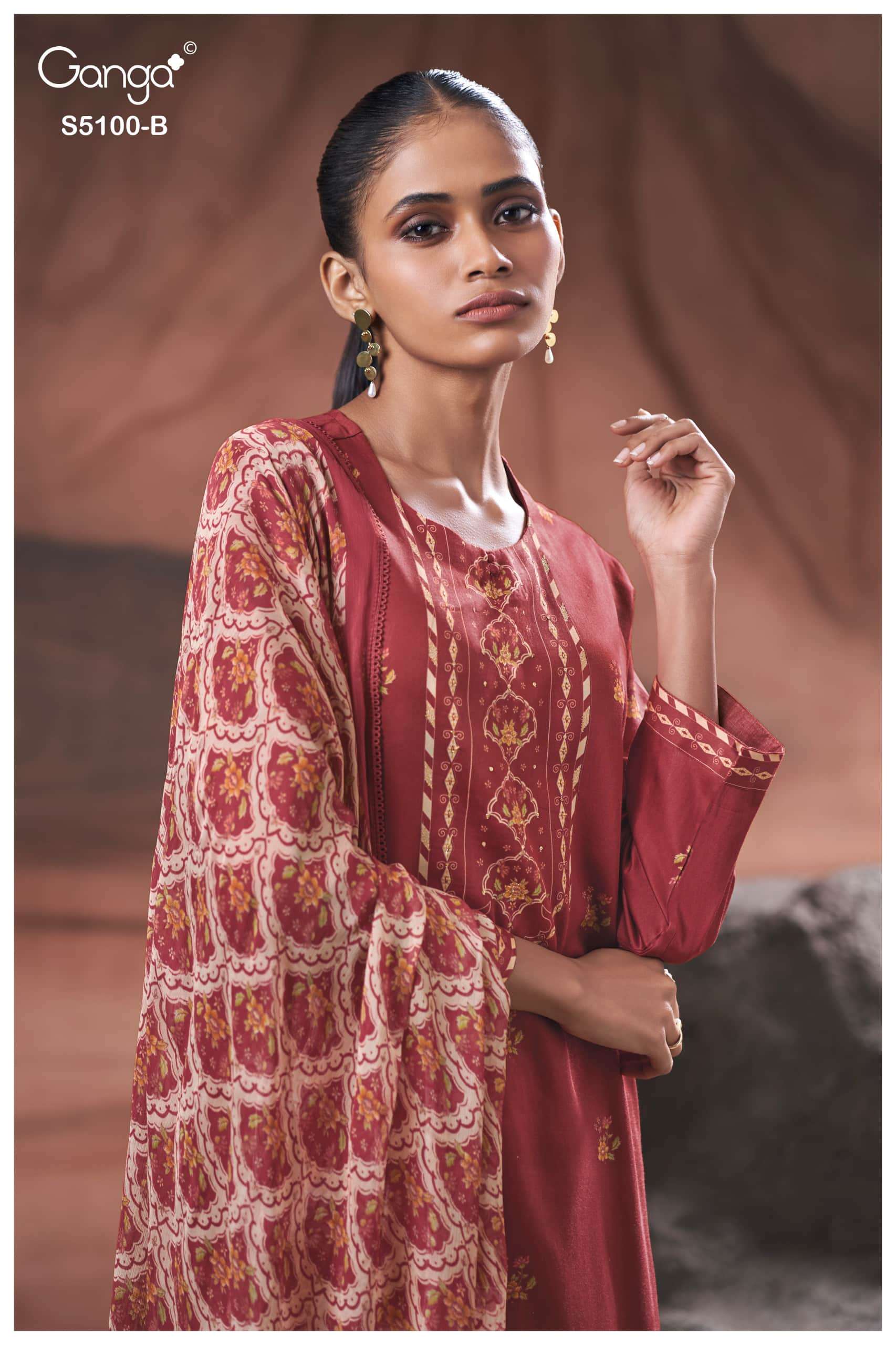 Ganga Fashion Sharvari 5100 Premium Cotton Satin Dress Material