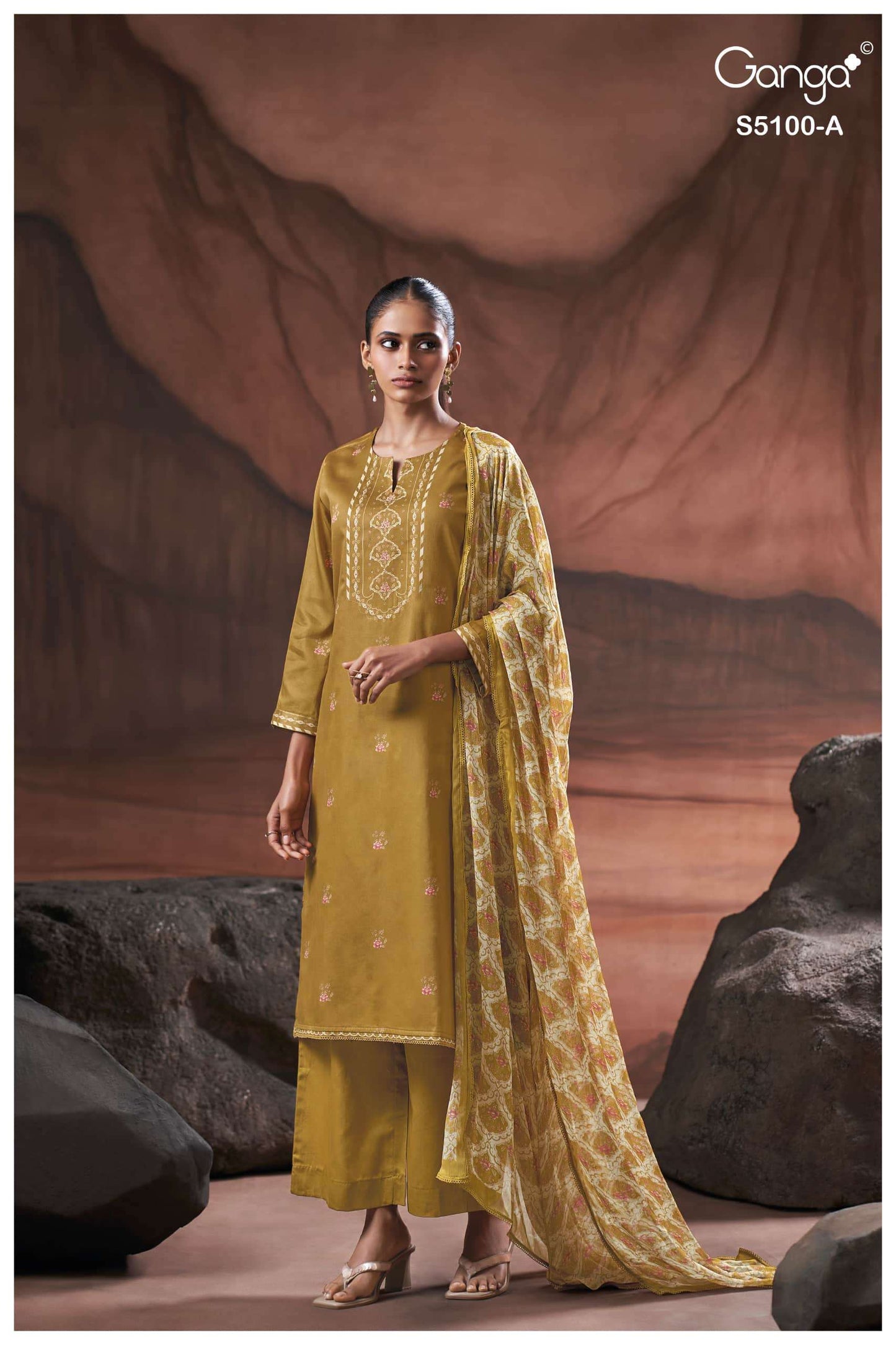 Ganga Fashion Sharvari 5100 Premium Cotton Satin Dress Material