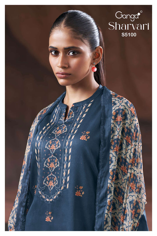 Ganga Fashion Sharvari 5100 Premium Cotton Satin Dress Material